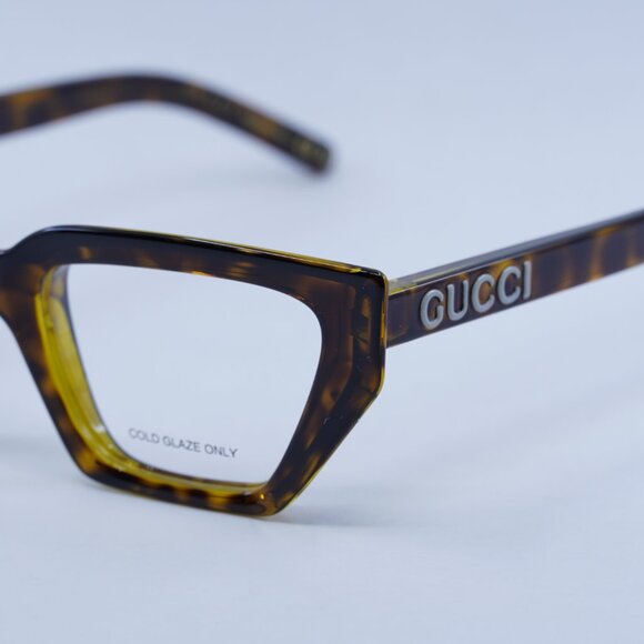 🕶️ New Gucci GG1720O 002 Eyeglasses - Spotted Havana with Yellow Frame - Picture 3 of 10